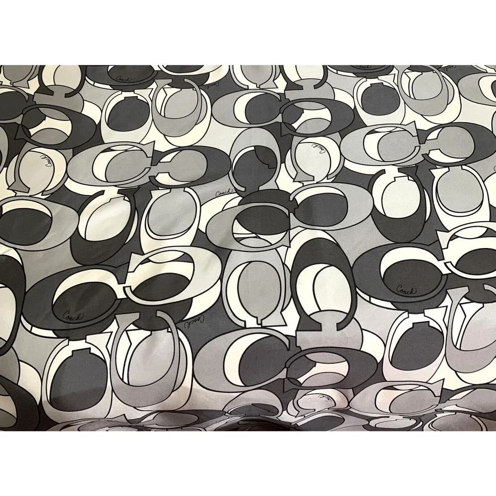 COACH Vintage 27" Square Silk Scarf Tonal Gray OPTIC Signature Pattern - Picture 4 of 10
